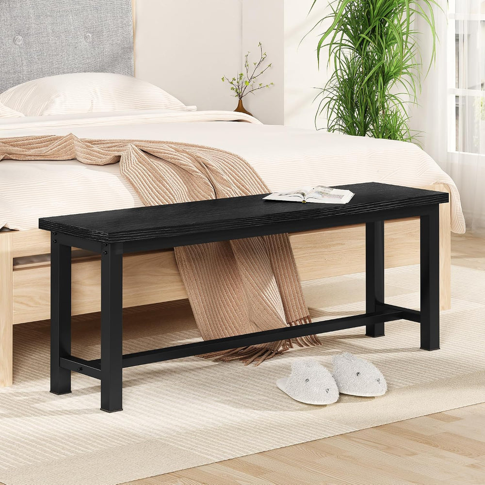 AWQM Table Bench, Pair of 2, Dining Bench, Thickened Steel Frame, Wood Bench,...