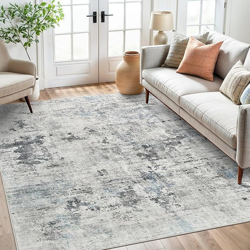6x9 Abstract Area Rugs for Living Room 6 x 9 Washable Non Slip Low Pile Gray by Soalmost