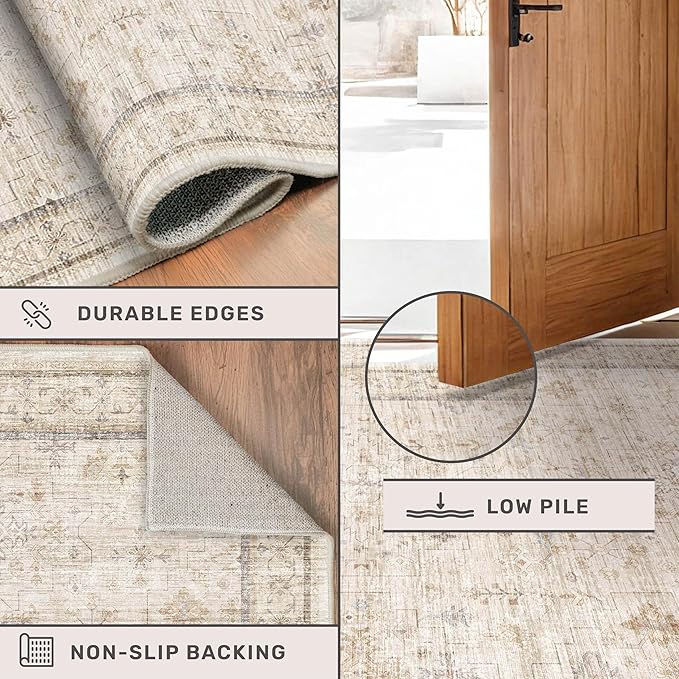 Vintage 3x4 Beige Indoor Rugs for Entryway - Image 4