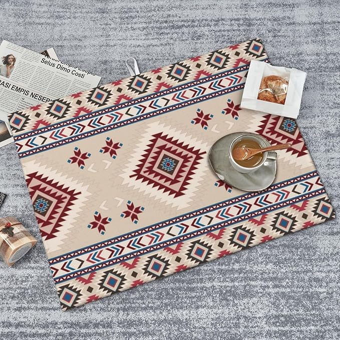 Rustic Ethnic African Dish Drying Mat Vintage Tribal Aztec Southwestern Drying - Image 7