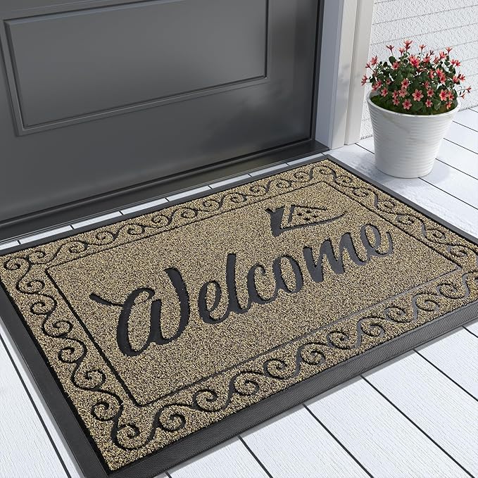Yimobra Welcome Front Door Mat, Heavy Duty Easy Clean Doormat Indoor Outdoor by Yimobra