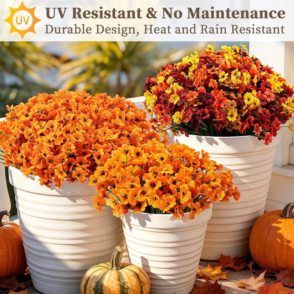 ColoPlay Artificial Mums for Outdoors, 24 Bundles Fake Flowers Fall Decor