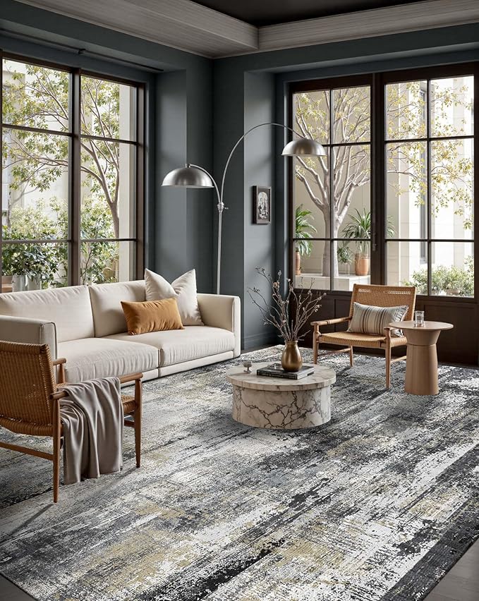 Latte&Fog 6x9 Area Rugs for Living Room Bedroom, Boho Non Slip Low Pile Carpet by LatteFog