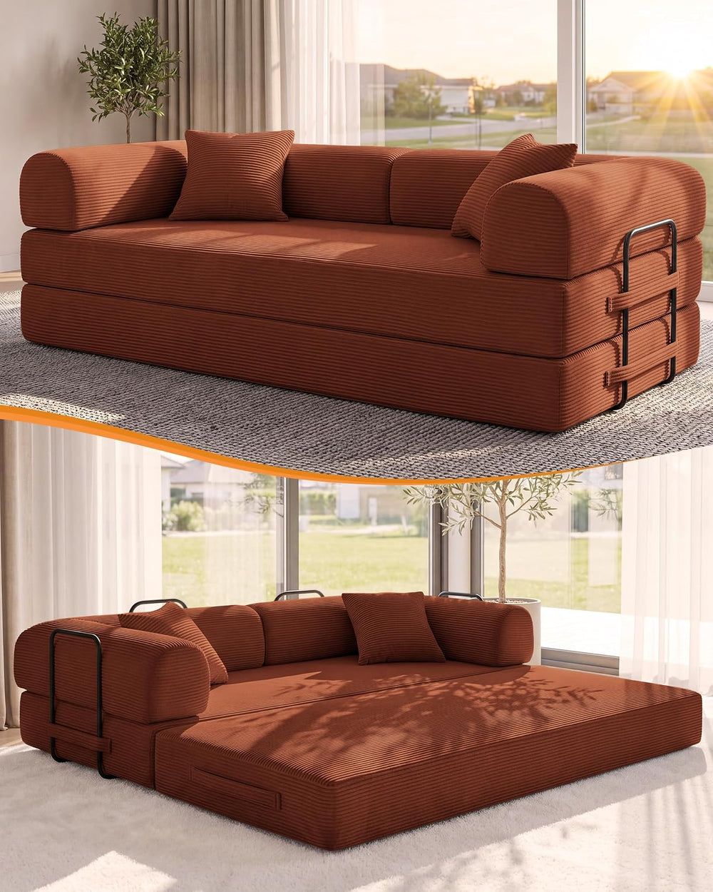 79" Couch Bed,Convertible Futon Sofa,Boneless Couches for Living Room