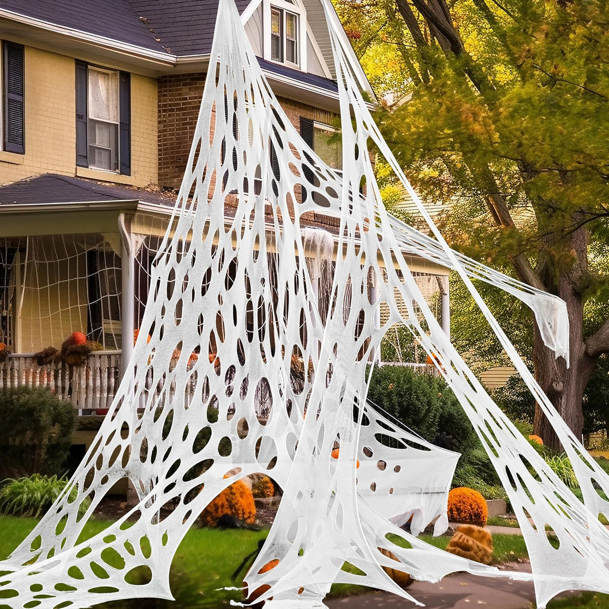 JOYIN 1000sqft Halloween Spider Web Outdoor Decoration, Giant Spider Cobwebs Halloween Decor Outside, DIY Stretchy Flexible Spiderweb Decor for Haunted House Party Decorations Supplies