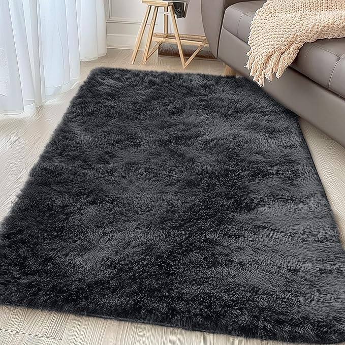 OLANLY 3x5 Machine Washable Small Bedside Rug, Soft Fluffy Shaggy Rugs - Image 3