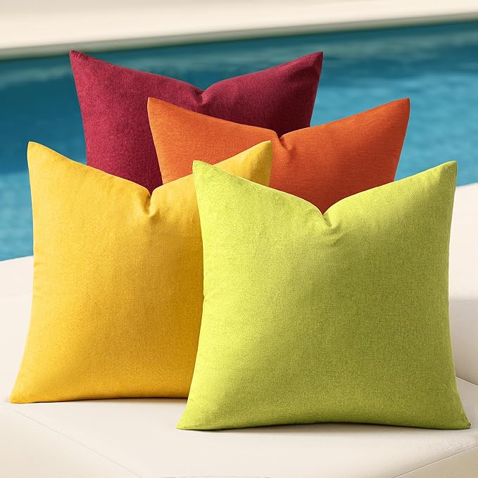 MIULEE Pack of 4 Decorative Outdoor Throw Pillow Covers Linen Waterproof Pillow by MIULEE