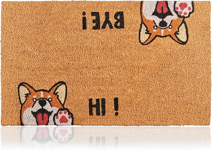 Hi-Bye Dog - 17"x29" - Coir Door Mat - Welcome Mats by AmaruDoorMats
