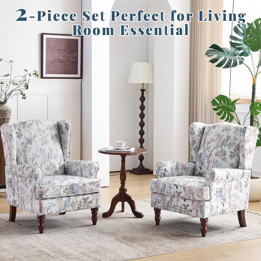EROMMY Floral Accent Chair, Comfortable High Back Upholstered Armchair with S...