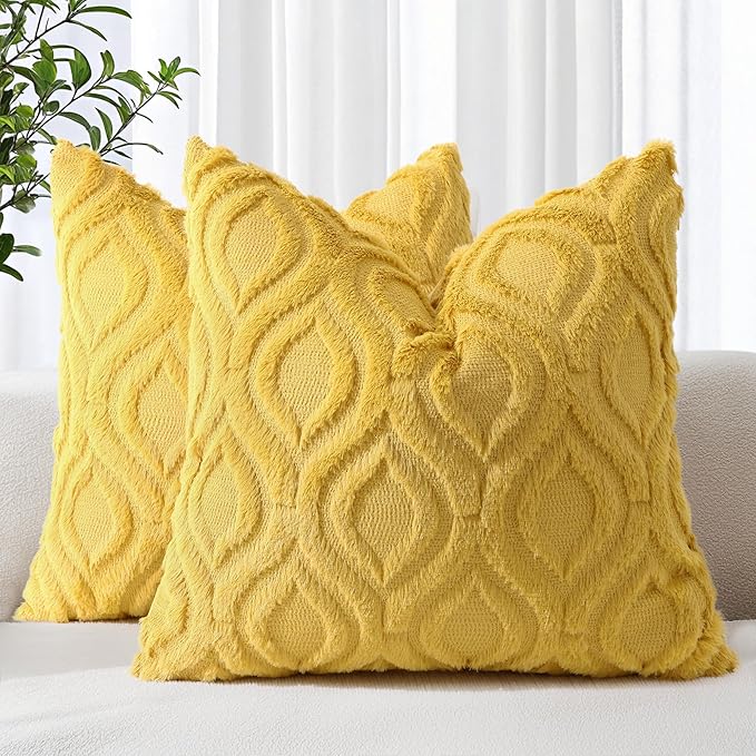 decorUhome Summer Throw Pillow Covers 26x26 Inch Set of 2, Soft Plush Faux Wool by decorUhome