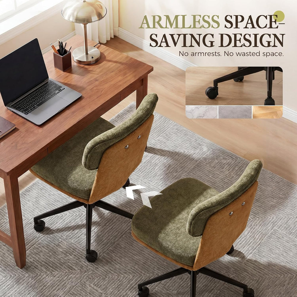 COMHOMA Home Office Desk Chairs with Ergonomic Curved Backrest, Mid Century M...