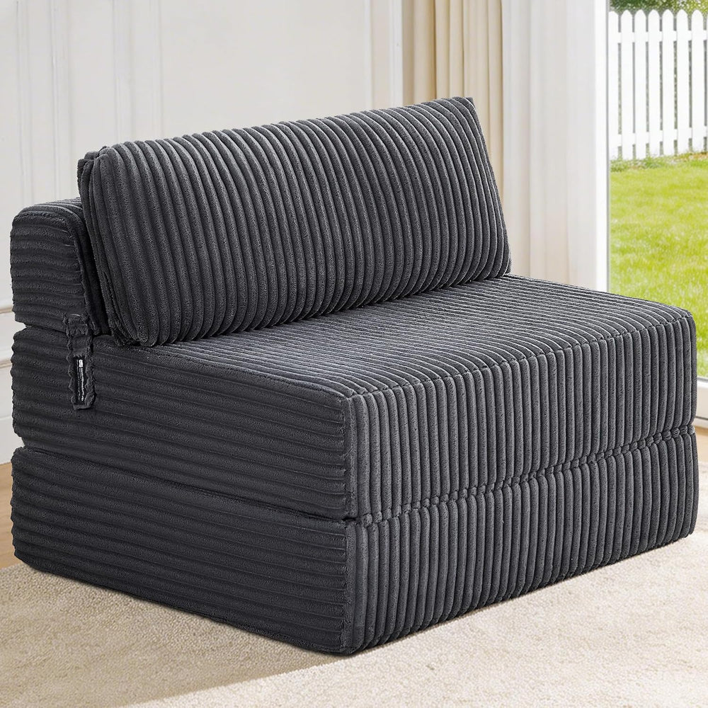 Folding Sofa Bed Convertible 4 in 1 Sleeper Chair Gray Twin