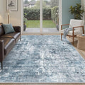 5x8 Area Rugs Blue/Grey Low Pile Indoor Washable Trendy Faded Style Rugs by Soalmost