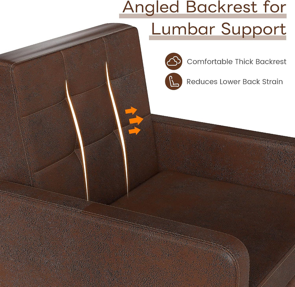 Accent Chair for Living Room, Cozy Faux Leather Armchair, Bronze