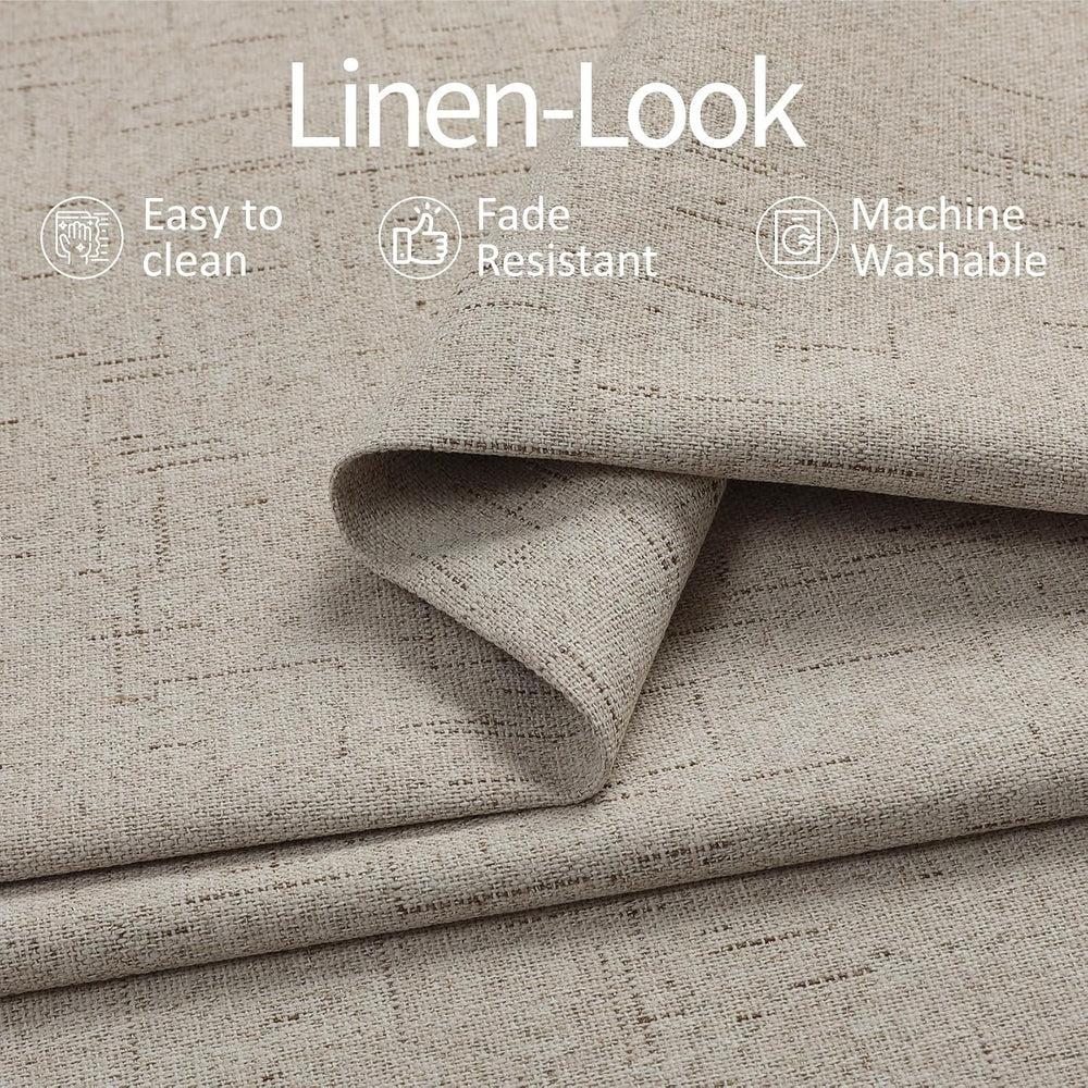 Faux Linen Blackout Curtains for Bedroom 108 Inches Long, 2 Panels