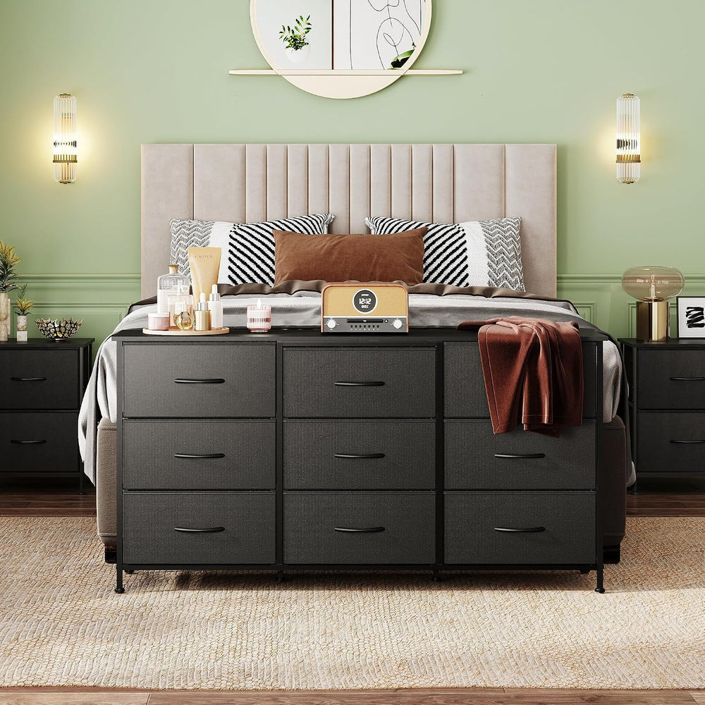 WLIVE Dresser TV Stand for 65'' TV, 9 Fabric Drawers of Wide Dresser,...