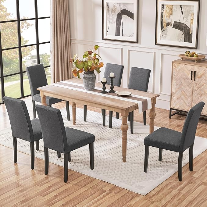 Yaheetech Dining Chairs Set of 4 Fabric Parson Upholstered Kitchen Chairs wit...