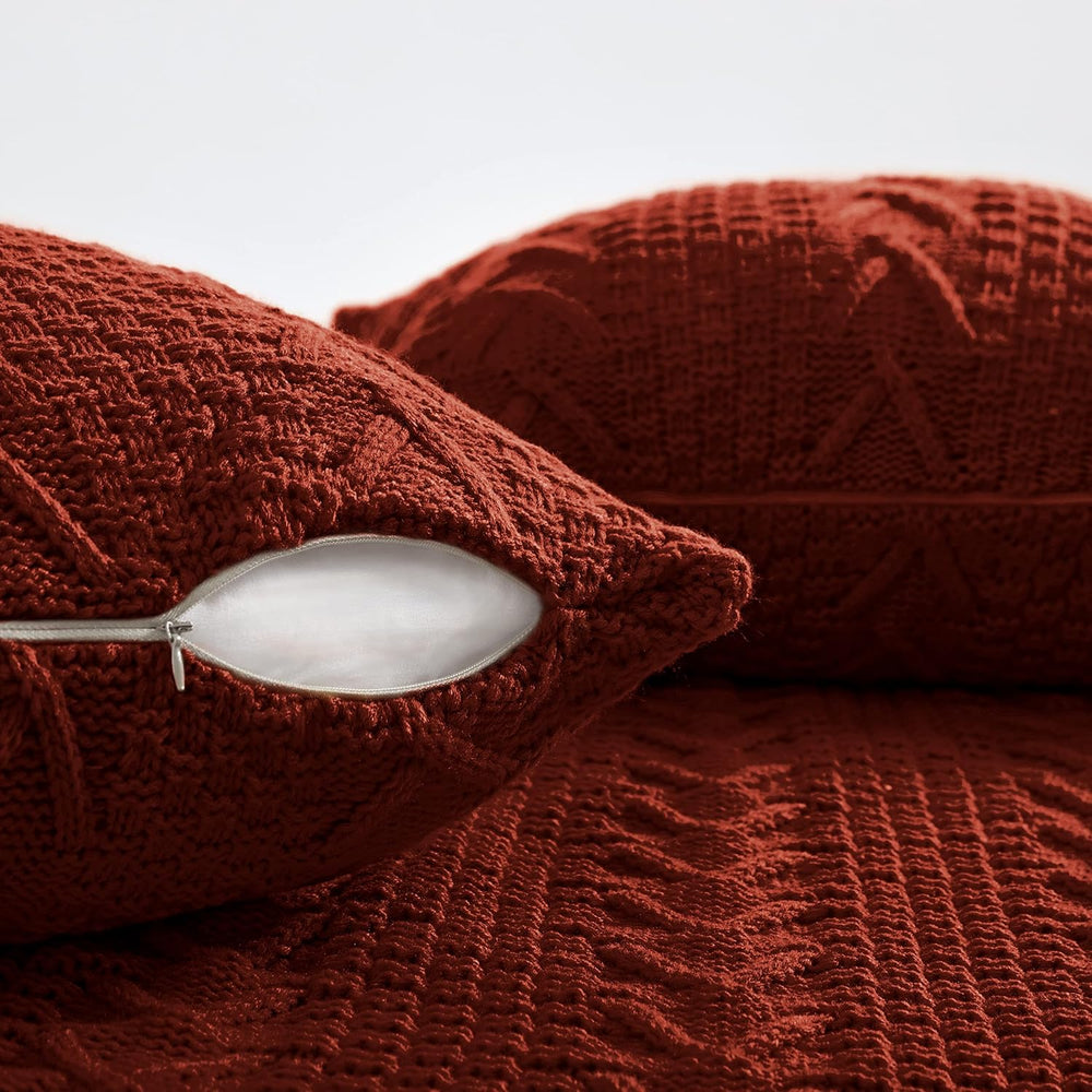 Aormenzy Knitted Throw Blanket (50" x 60") and 2 Pillow Covers (18&...