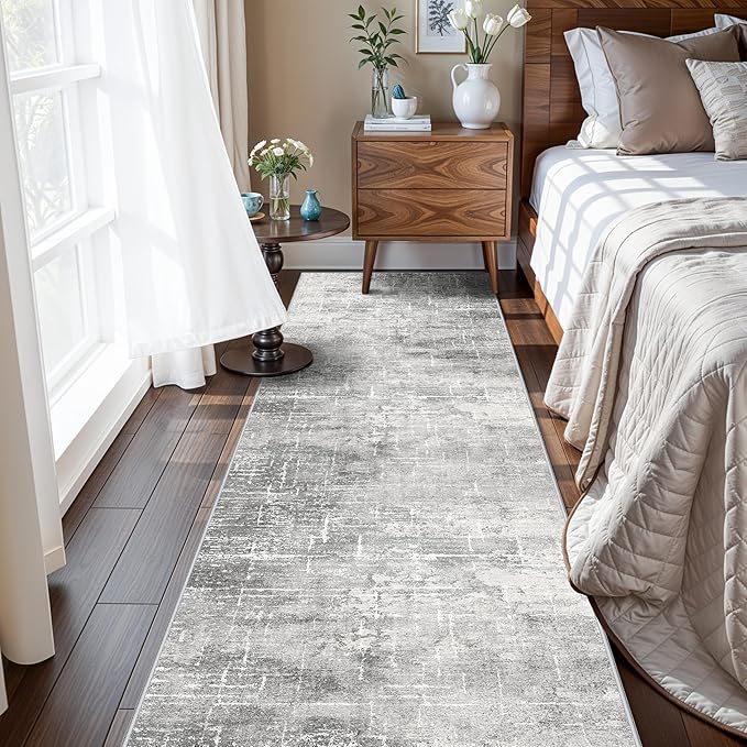 Washable 2x10 Kitchen Runner Rug: Abstract Farmhouse Bathroom Entryway Rug Soft