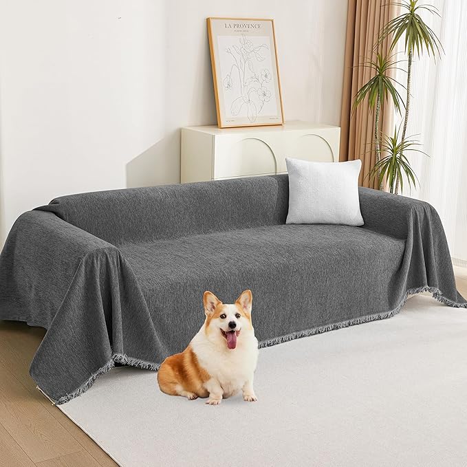 MYSKY HOME Loveseat Cover Charcoal Gray Couch Cover Sectional Couch Covers by MYSKYHOME