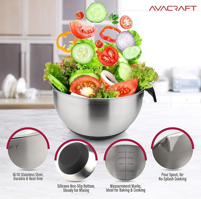 AVACRAFT 18/10 Stainless Steel Mixing Bowls - Image 5