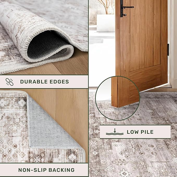 Hazo Haus Beige Washable 2'6"x8' Wide Hallway Runners, Kitchen Runner Rug - Image 5