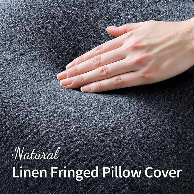 MIULEE Decorative Throw Pillow Covers Neutral Linen Fringe Throw Pillows Set of - Image 2