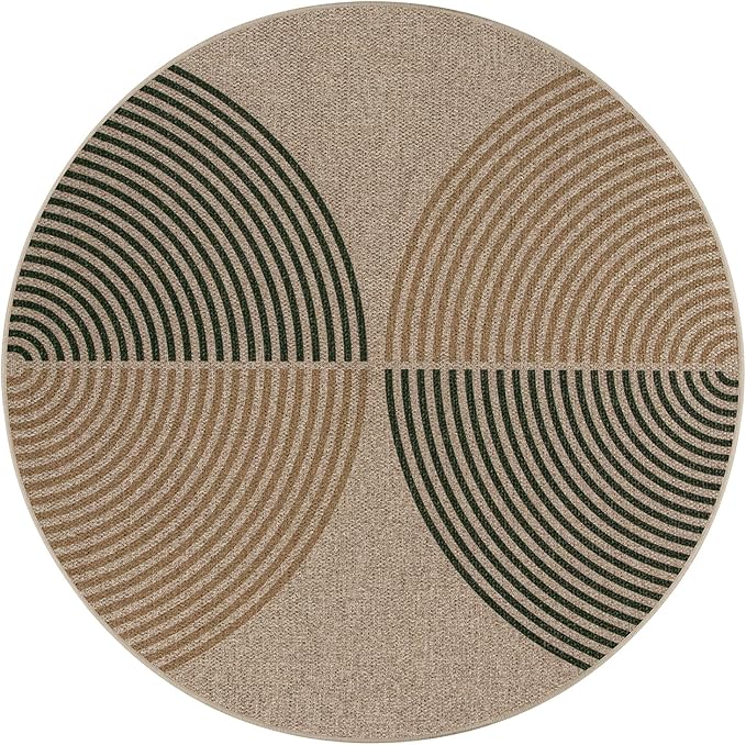 Lahome Enfys Modern Rainbow Round Rug, 6ft Easy Jute Circle Patio Rug Washable - Image 6