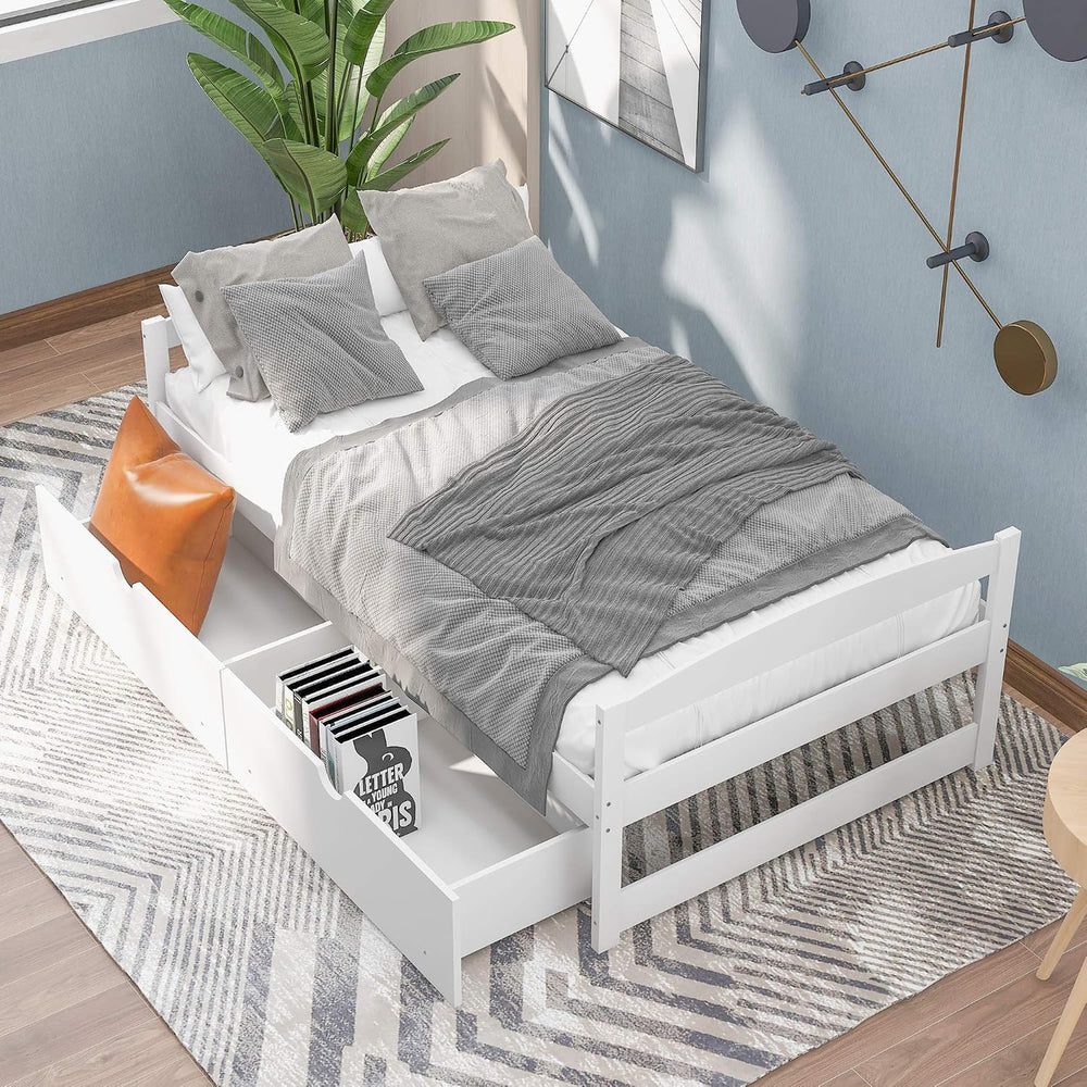 Merax Multifunctional Wood Daybed with Drawers Sofa Storage Bed with Headboar...