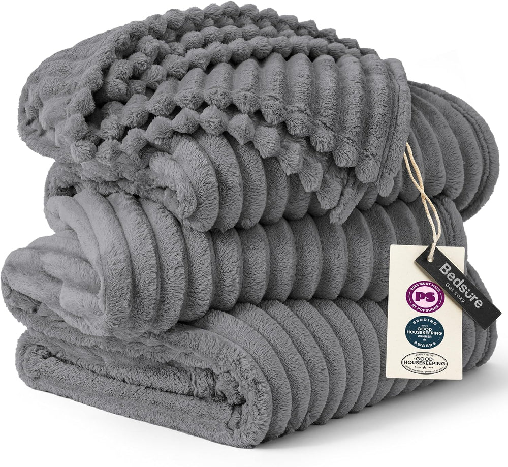 Bedsure Soft Large Fleece Blanket for Bed Frost Gray 120"x120"