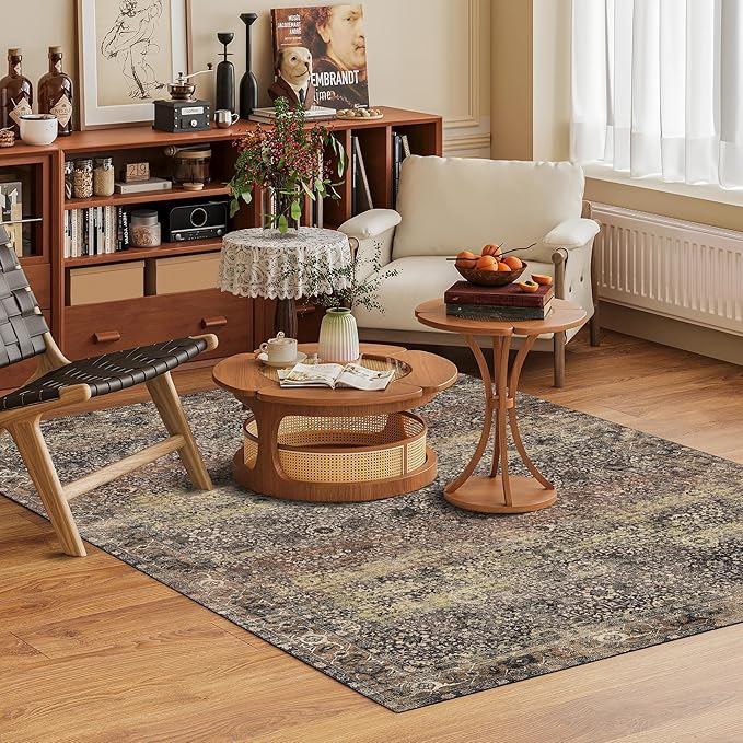 Washable Area Rug 3' x 5 ' Vintage Traditional Persian Mat - Image 2