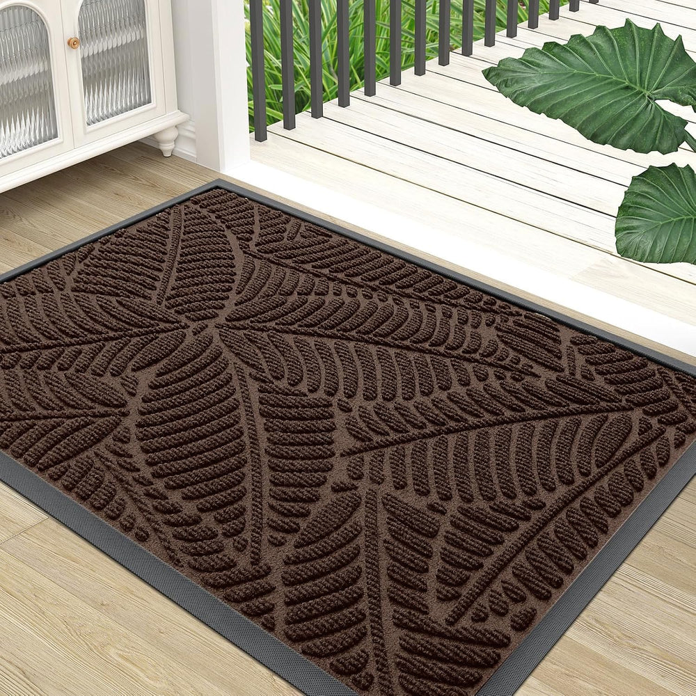 Colorxy Waterproof Doormat, Sturdy Natural Rubber Front Door Mats, Non Slip Low
