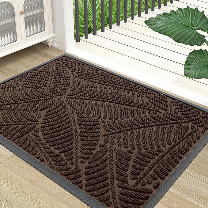Colorxy Waterproof Doormat, Sturdy Natural Rubber Front Door Mats, Non Slip Low by Colorxy