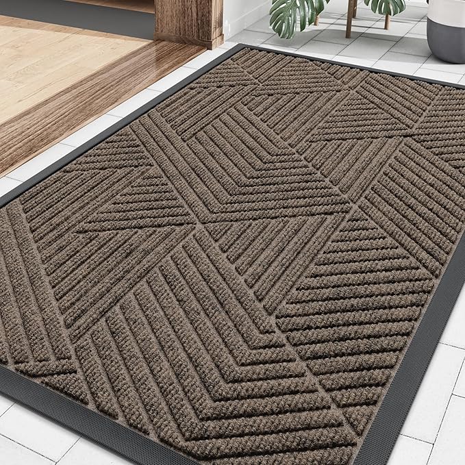 Smiry Front Door Mat Outside Entrance, Heavy Duty Sturdy Natural Rubber Doormat by Smiry