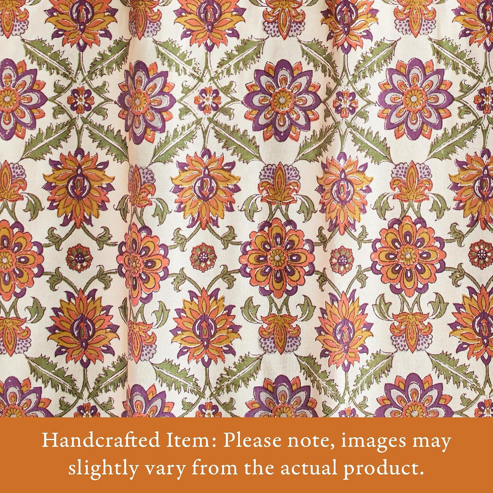 Half Kitchen Cotton Curtains for Small Windows, Bathroom and Cafe Hand Block ...