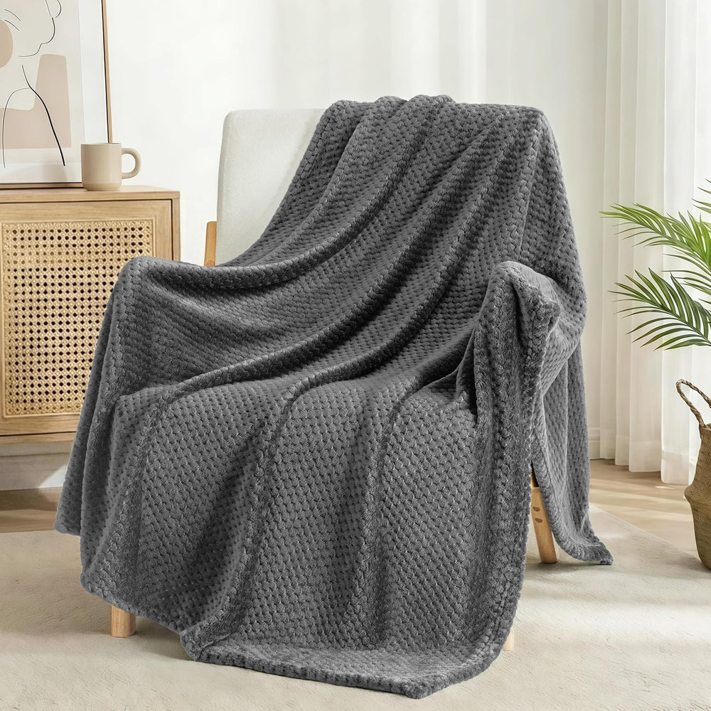 Exclusivo Mezcla Soft Waffle Fleece Bed Blanket King Size, Gray