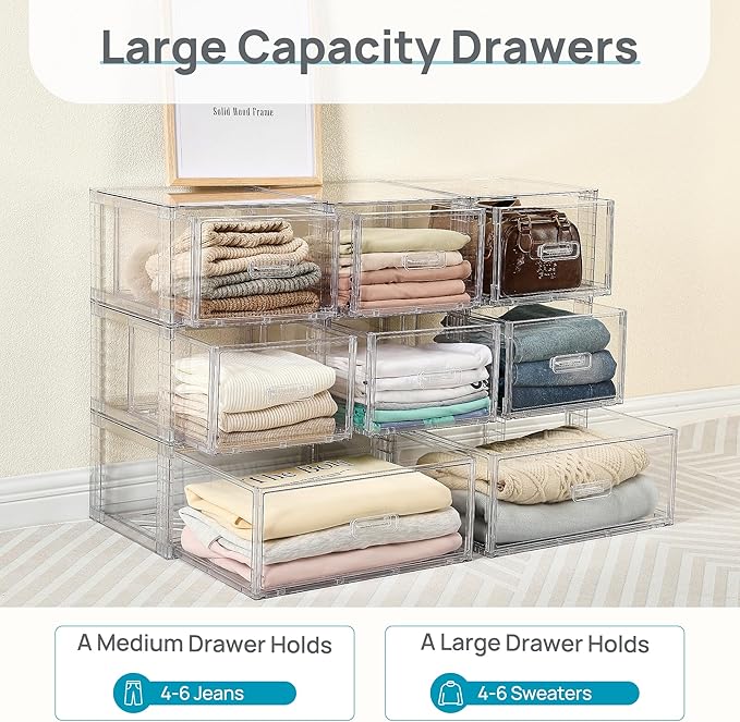 Vtopmart 2 Pack 18QT Clear Stackable Storage Drawers, Easily Assemble Closet - Image 9