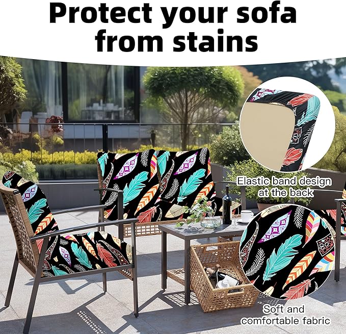8Pcs Outdoor Cushion Covers, Patio Cushion Covers, Stretch Elastic Slipcovers - Image 4