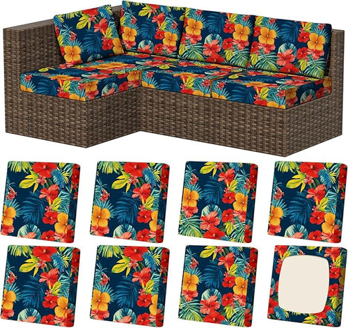 8Pcs Stretch Patio Cushion Covers, Outdoor Couch & Sofa Replacement Slipcovers by VORSHAPE
