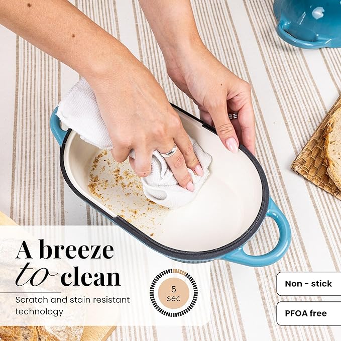Dutch Oven For Sourdough Bread Baking – Enamelled Cast Iron Bread Loaf Pot –