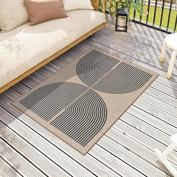 Lahome Enfys Rainbow Easy Jute Rug, Farmhouse Neutral Lightweight Non Shedding - Image 6