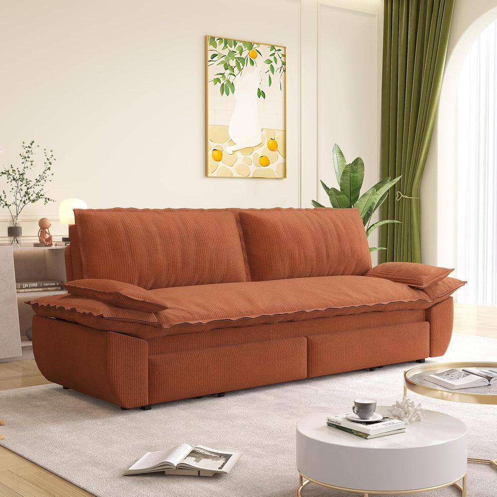 73.2" Futon Sofa Bed Queen Size, 3-in-1 Convertible Sleeper Sofa with Si...