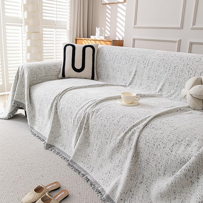 Couch Cover for Dogs, Boho Sofa Covers for 3 Cushion Couch, Chenille Slipcover - Image 5