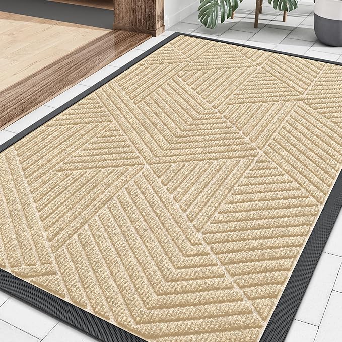 Smiry Front Door Mat Outside Entrance, Heavy Duty Sturdy Natural Rubber Doormat by Smiry