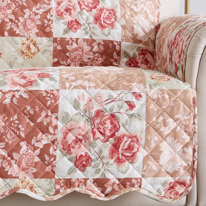 Great Bay Home Reversible Floral Patchwork Sofa Furniture Protector - Image 2