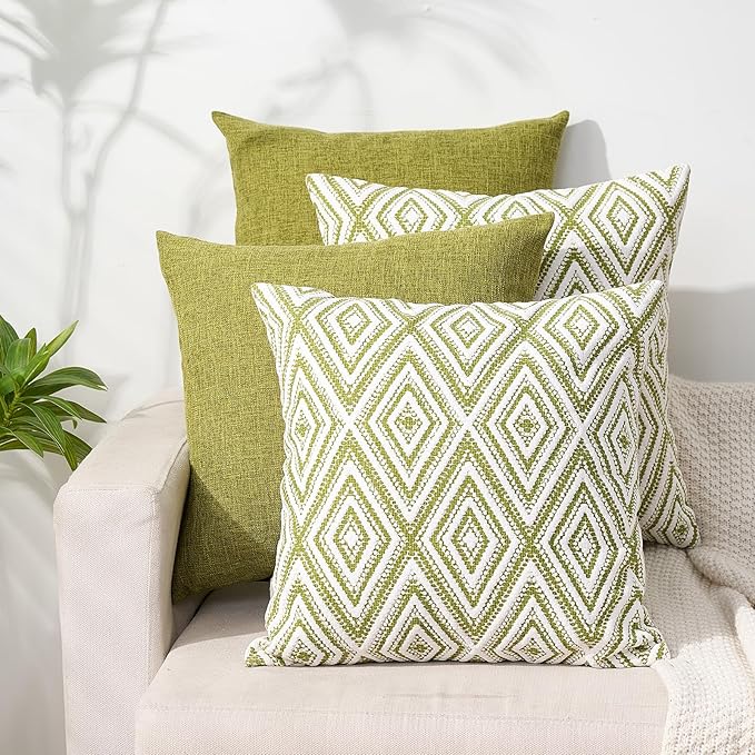 HPUK Decorative Throw Pillow Covers Set of 4 Geometric Design Linen Cushion by HPUK