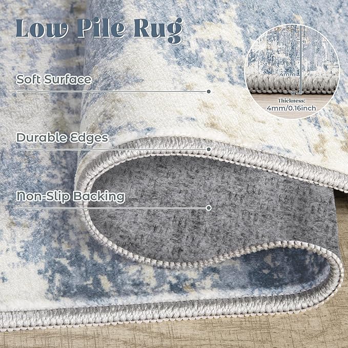 2x8 Runner Rug for Hallway, Washable Modern Abstract Runner Rugs Neutral Soft - Image 7