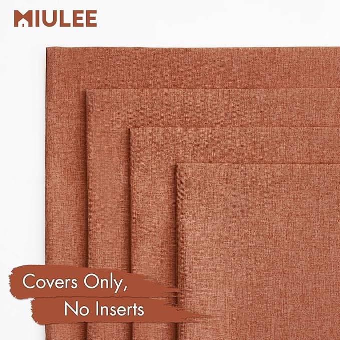 MIULEE Pack of 4 Decorative Rust Throw Pillow Covers Linen Waterproof Pillow - Image 5