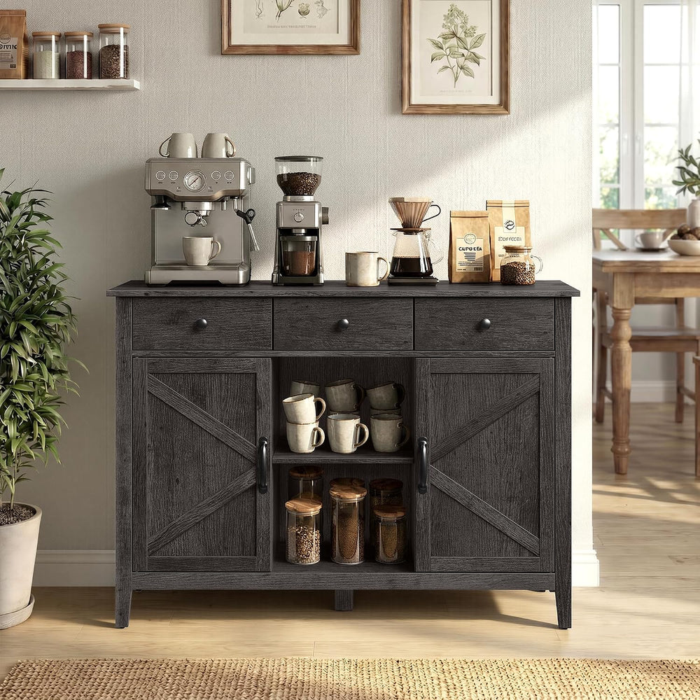 VASAGLE Buffet Cabinet, Coffee Bar with 3 Drawers, Adjustable Shelf