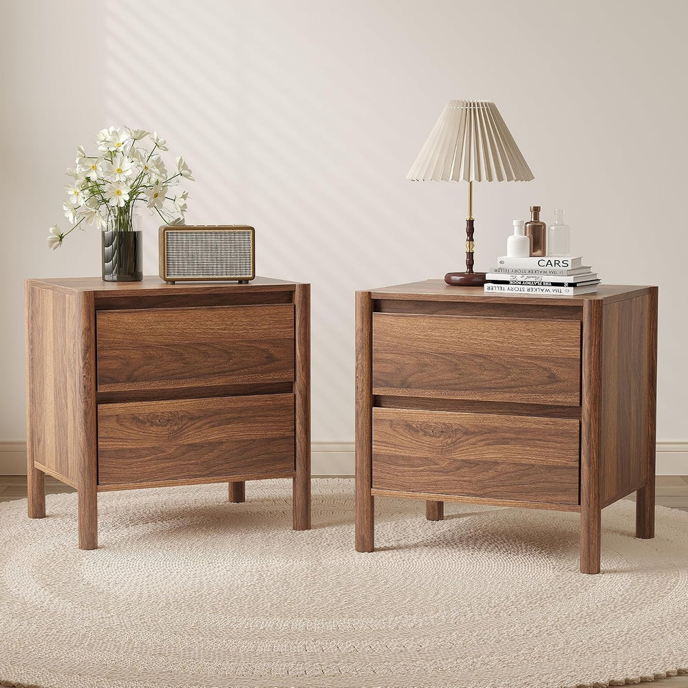 CHUWELL Walnut Dresser Bedroom Set, 6 Drawer Dresser & 2 Drawer Nightstands